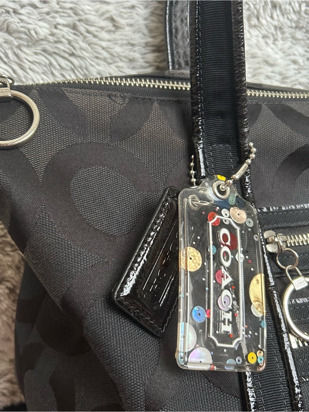 Vintage Y2K Coach Poppy Black Signature Glam Tote Bag - Picture 2 of 10